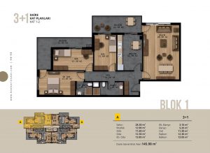 3+1 Daire Kat Planları