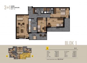 3+1 Daire Kat Planları