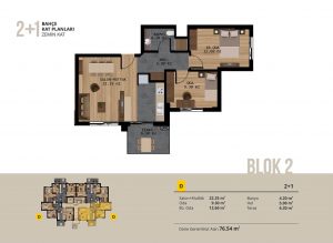 2+1 Bahçe Kat Planları